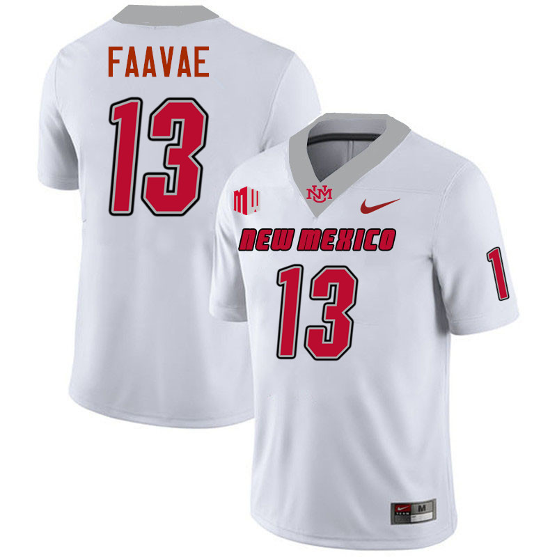 Toa Faavae UNM Lobos Jersey,New Mexico Lobos Football Jersey,Uniforms-White